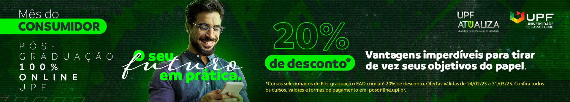 banner da hero com informações sobre curso de pós graduação upf